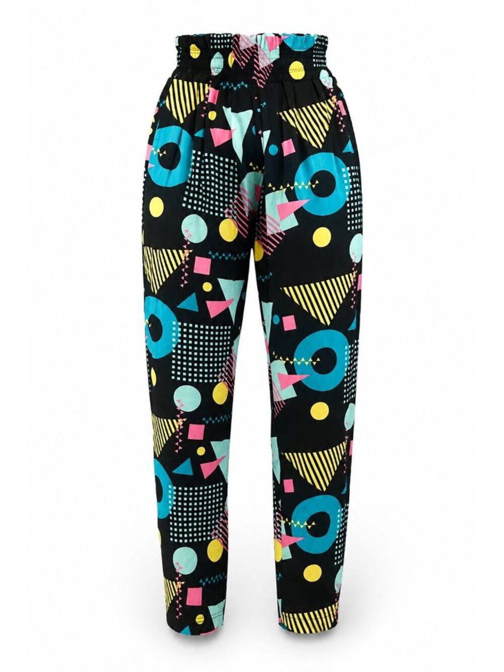 Super Massive X Small Black Retro Geometric Print Cotton Tapered Pants Casual